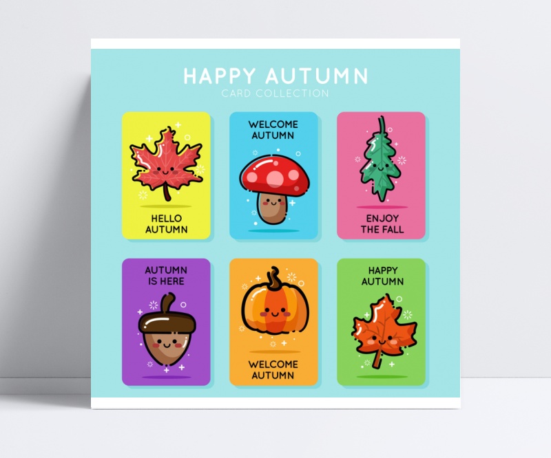 秋季表情元素卡片