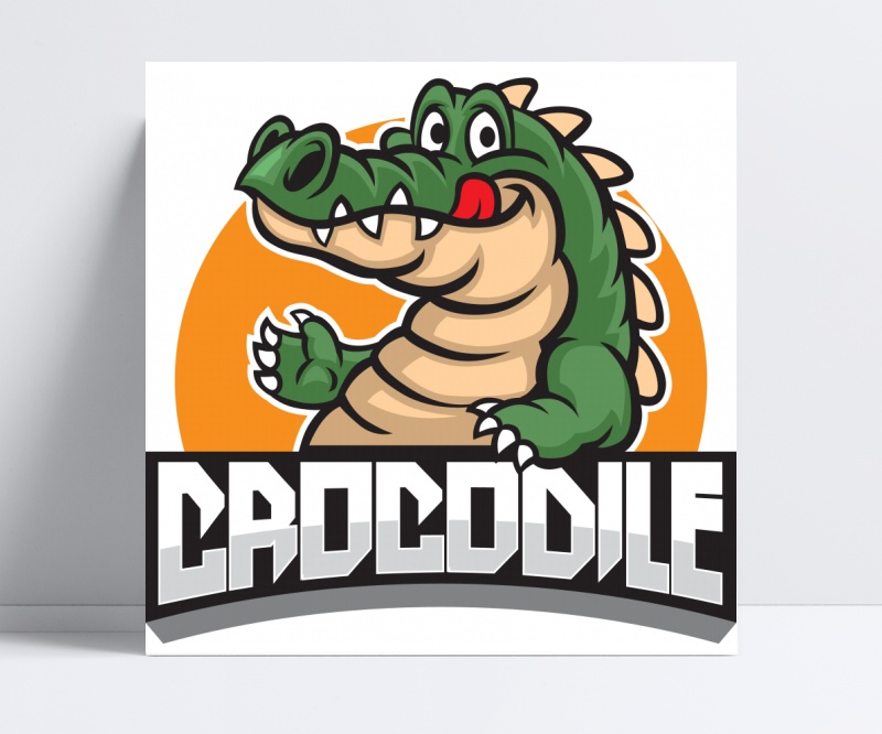 手绘动物鳄鱼logo设计