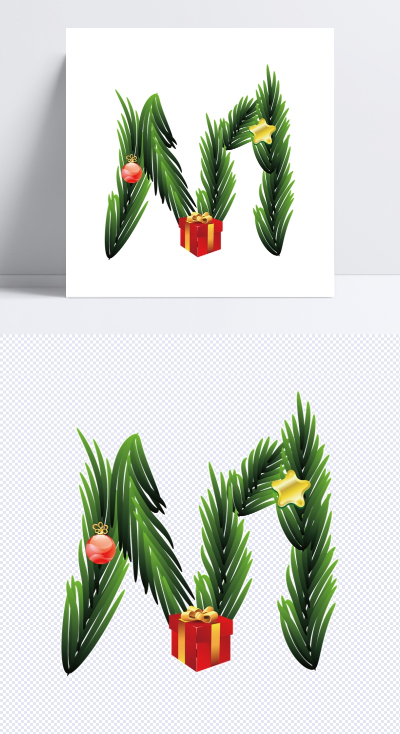 圣诞节礼物字母字体M