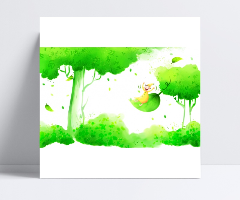 绿色卡通树木背景图片