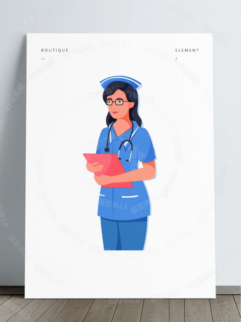 护士手捧病例表卡通免抠素材