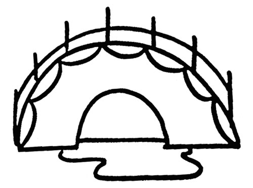 三孔石拱桥简笔画图片