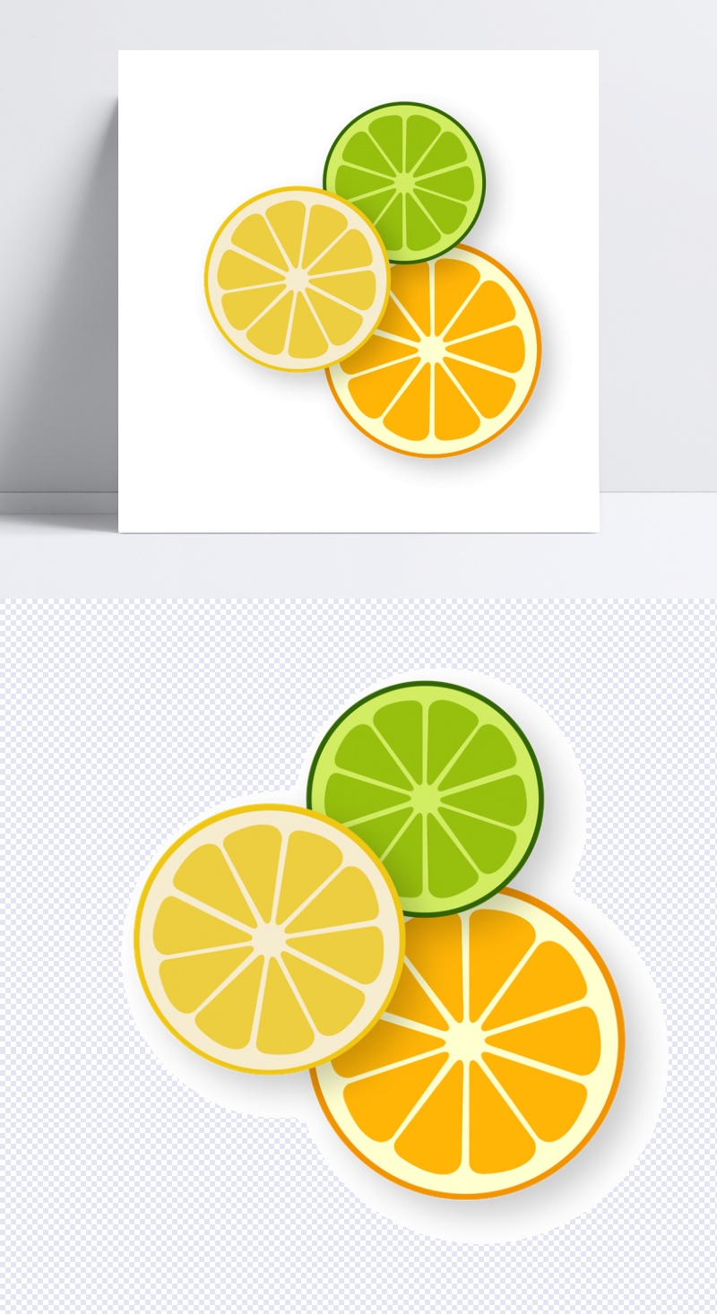 卡通檸檬片元素