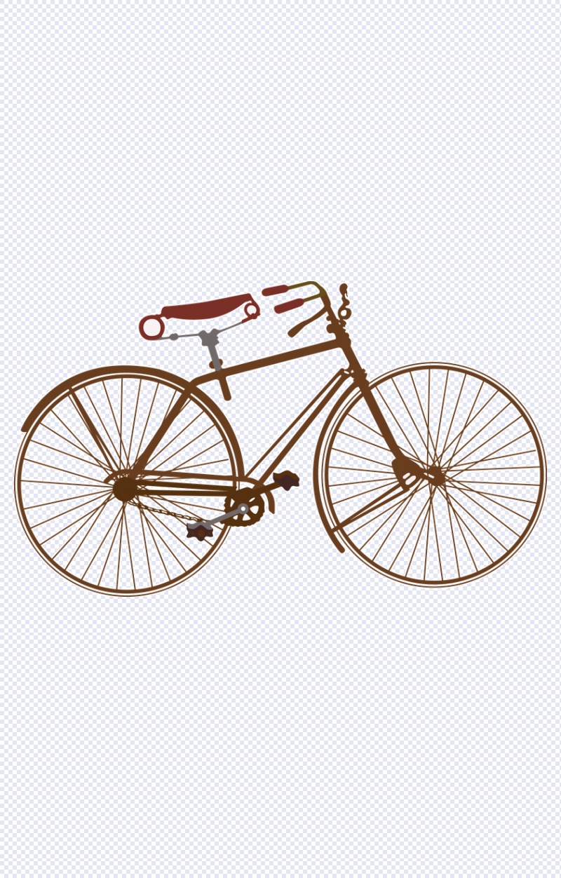 自行车简笔画老旧款矢量图
