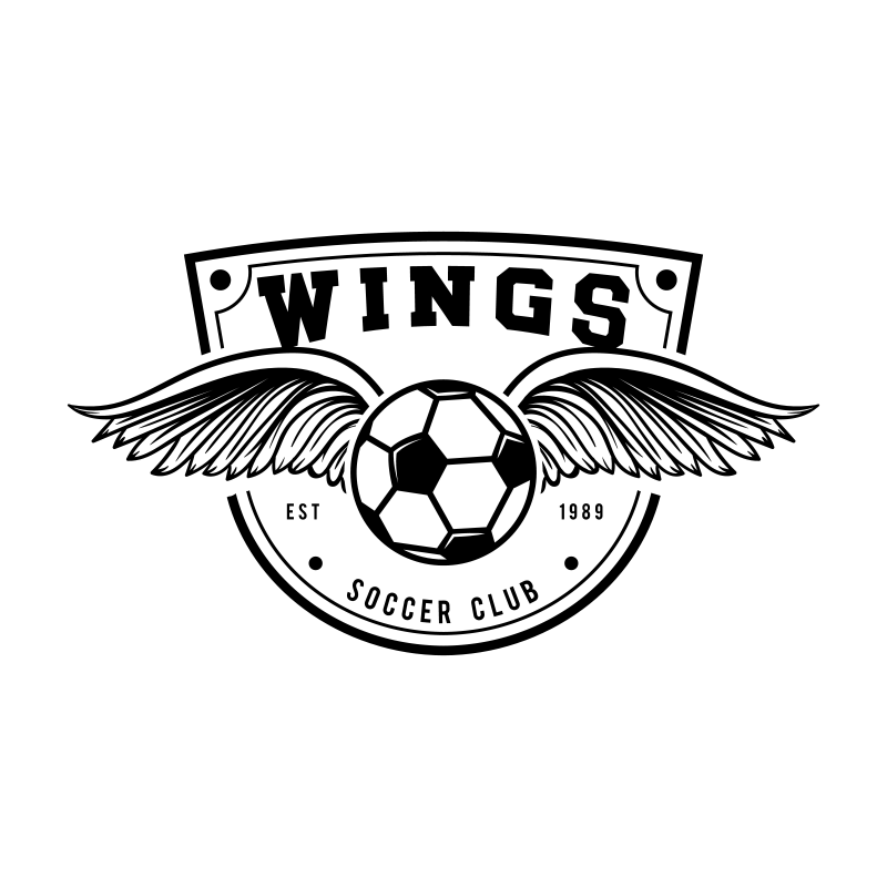 带翅膀的足球标志logo设计模板素材