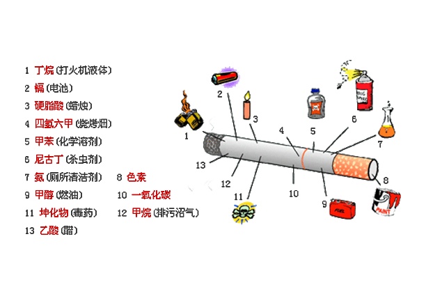 禁烟日香烟有害成分图