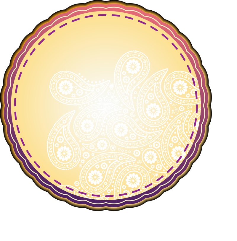 手绘花纹圆形元素