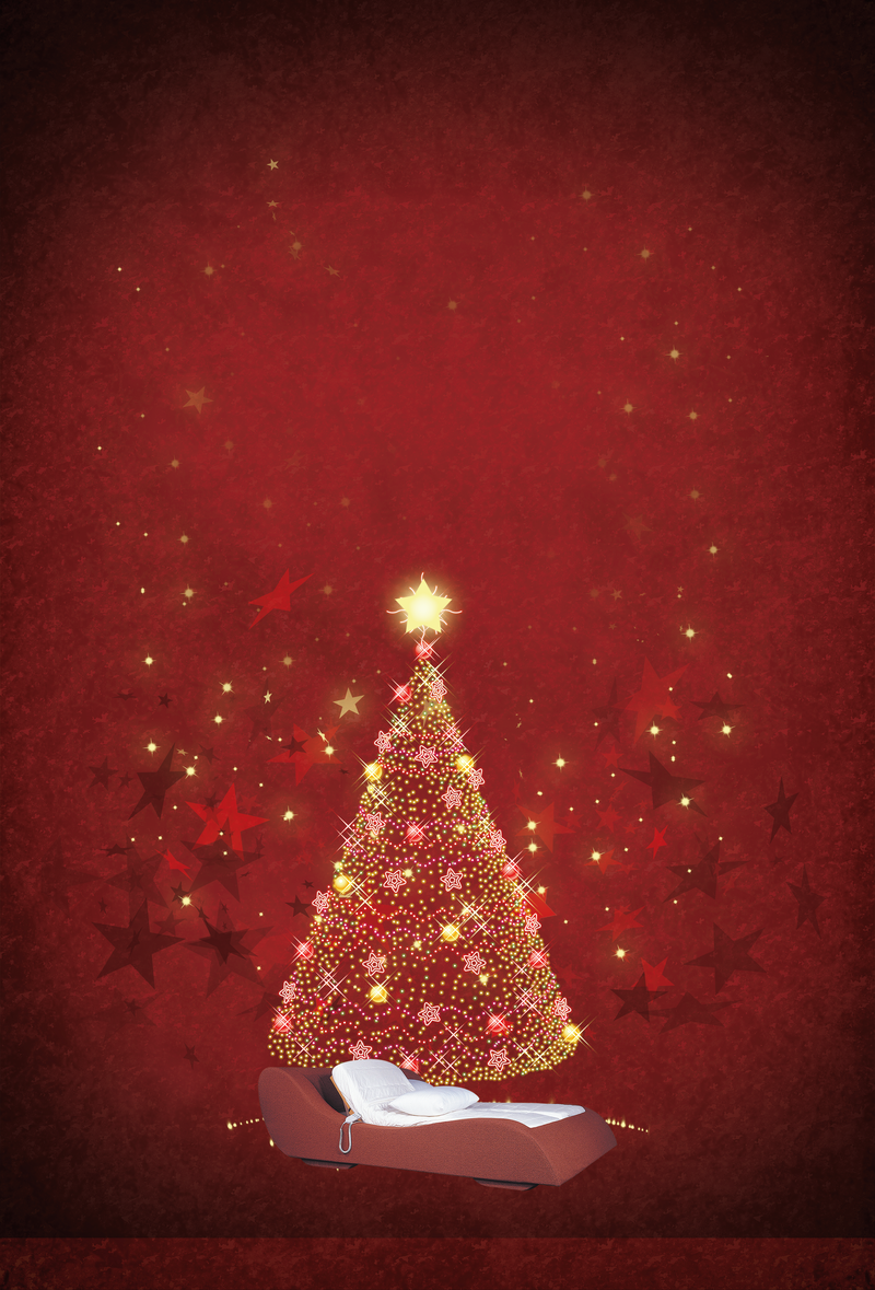 红色圣诞树背景海报