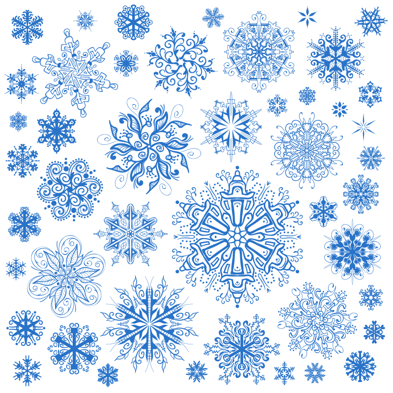 蓝色传统雪花纹样矢量图素材大全