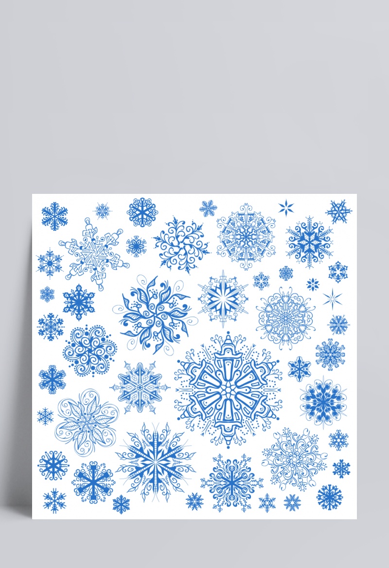 蓝色传统雪花纹样矢量图素材大全