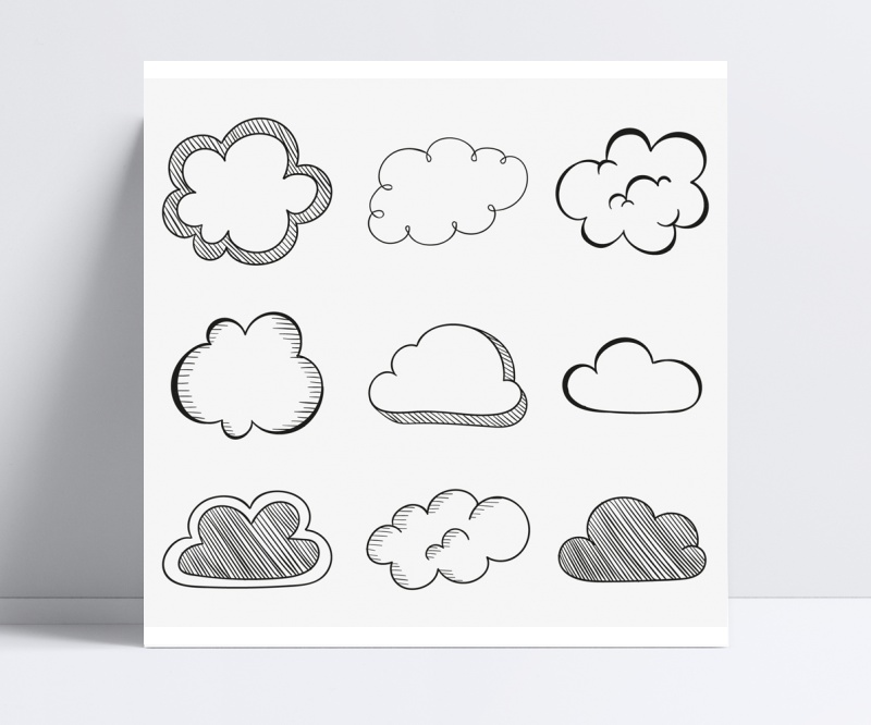 手绘云朵设计矢量图设计模板素材