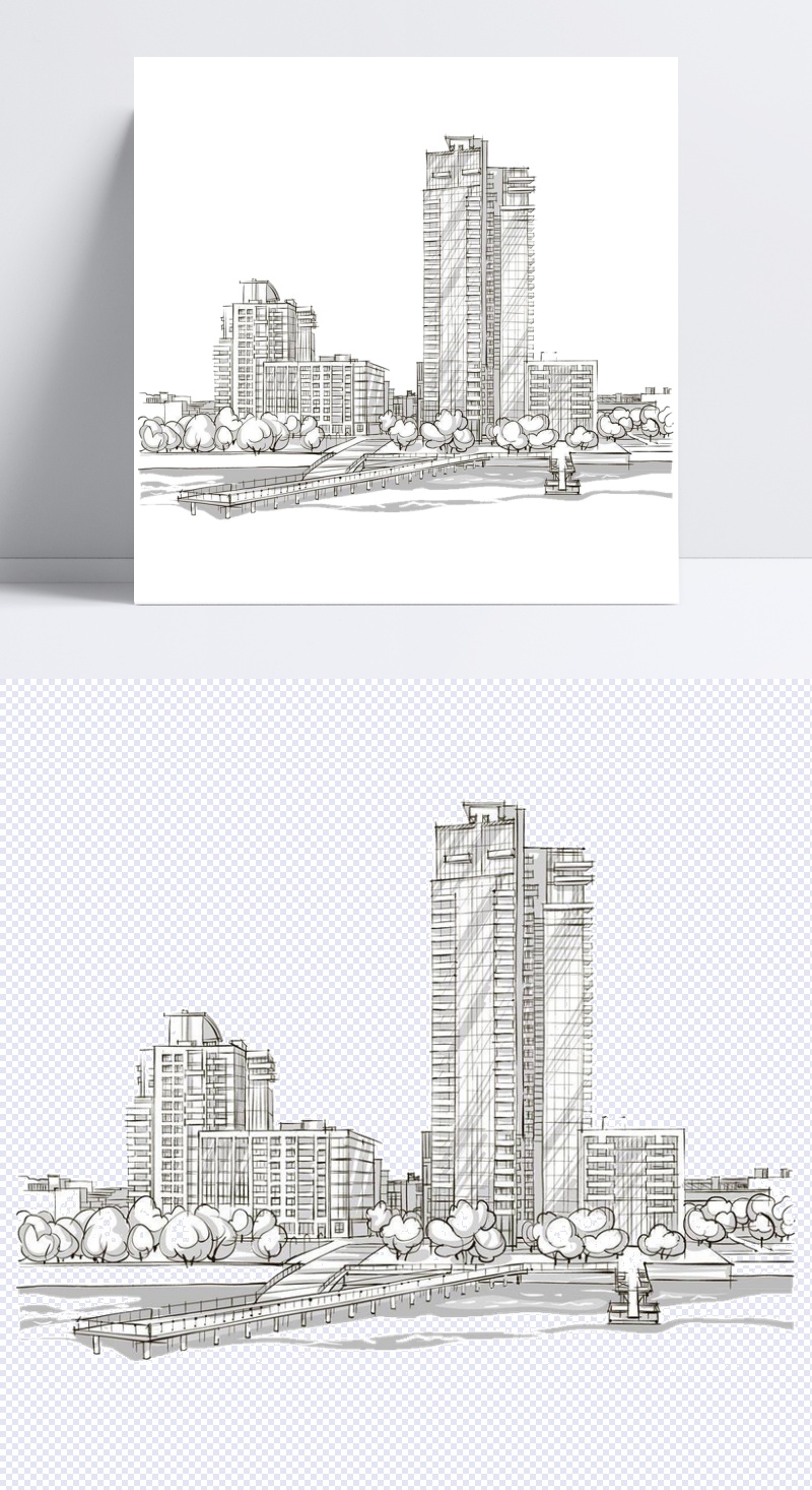 城市高楼简笔画