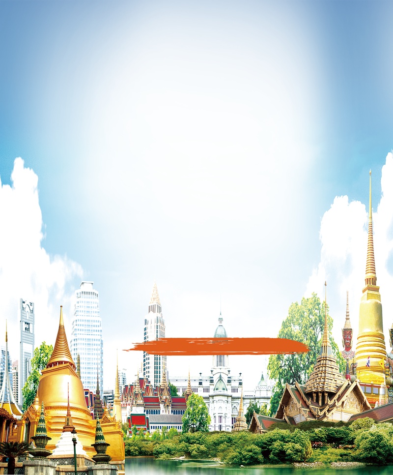 当前素材五一劳动节泰国旅游海报背景