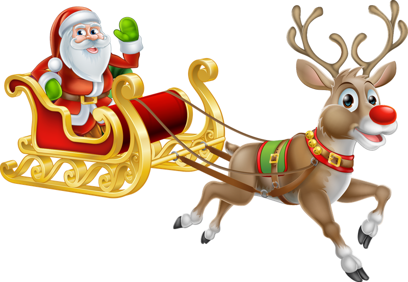 圣诞老人骑着麋鹿图片