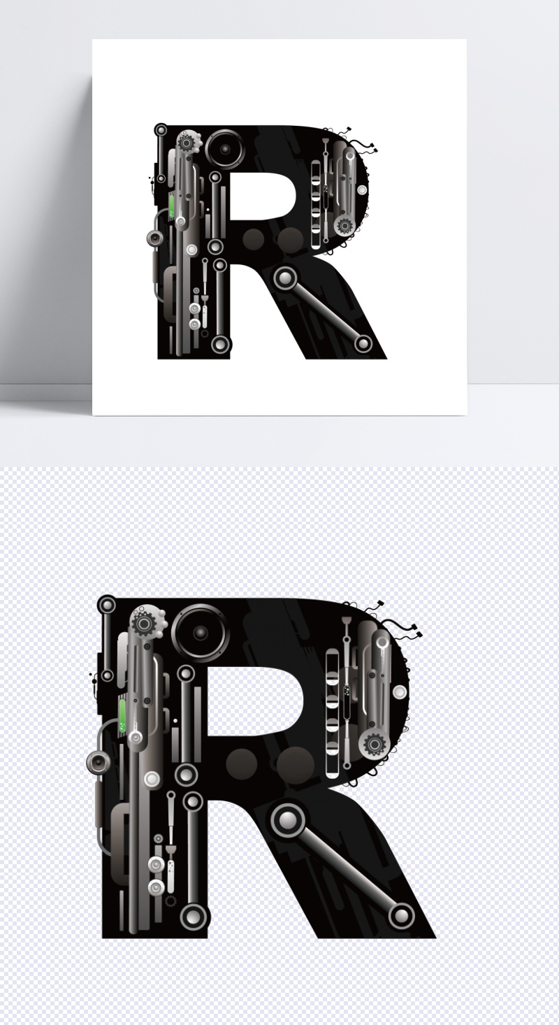 機械創意字母r設計模板素材