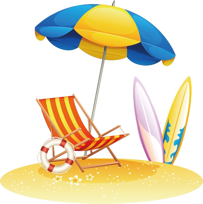 沙滩太阳伞和躺椅设计模板素材