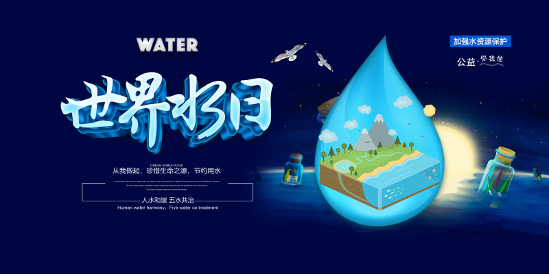 加强水资源保护公益环保海报psd分层素材