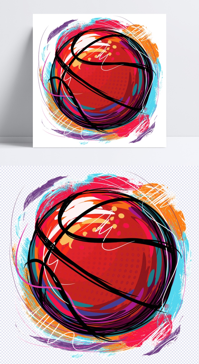简单的篮球海报手绘图图片