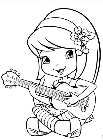 弹吉他的小女孩简笔画
