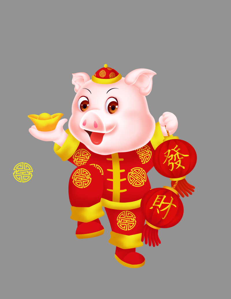 中国风传统服饰猪年大吉2019年吉祥物卡通造型zn000024
