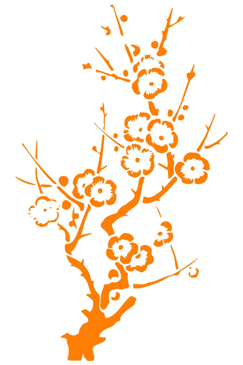 手绘橙色梅花png元素素材设计模板素材