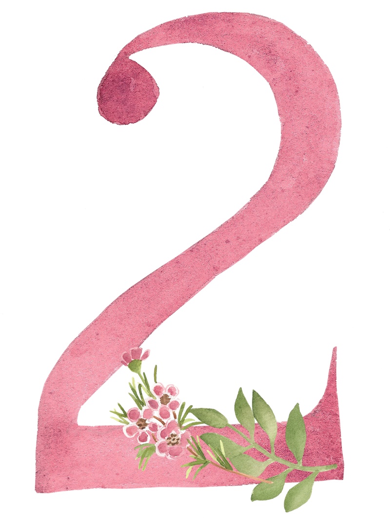 粉色数字2与花朵图片设计模板素材